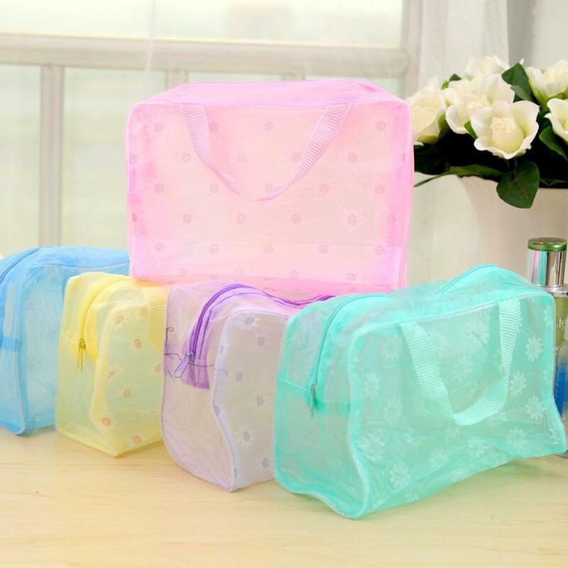 Portable Floral Print Waterproof Translucent Portable Makeup Cosmetics Storage Bag Pouch Special Purpose Bags