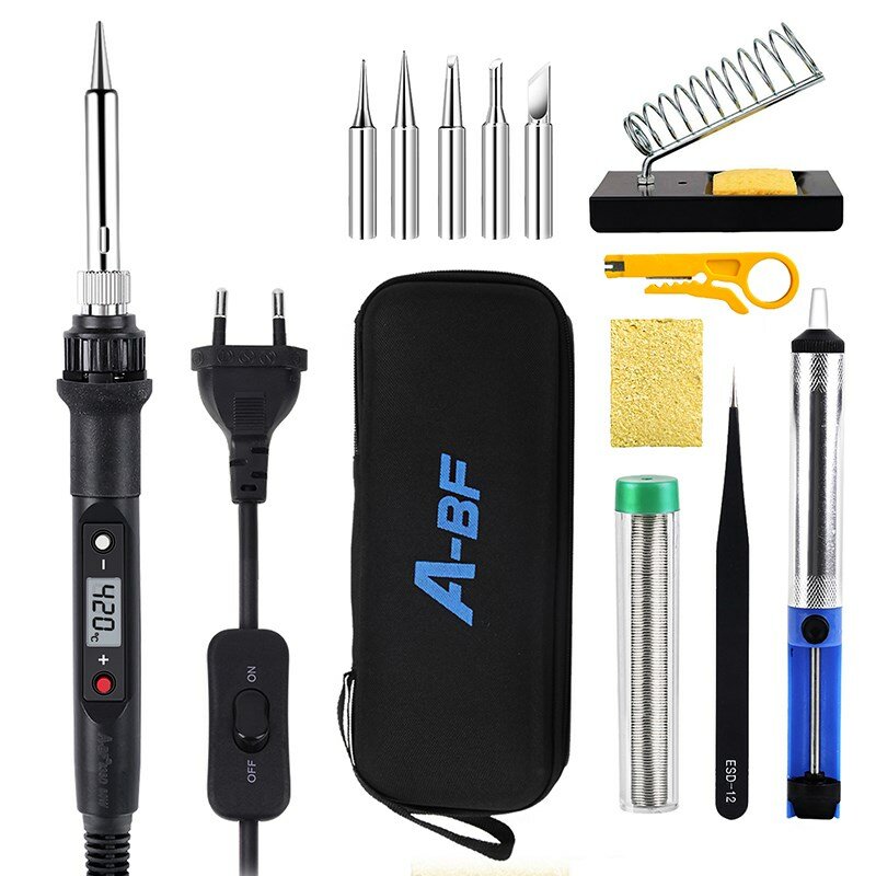 A-BF 836D Soldering Iron Kit Set 60W Digital LCD Switch Welding Iron Temperature Adjustable Electric Tools Soldering Tips