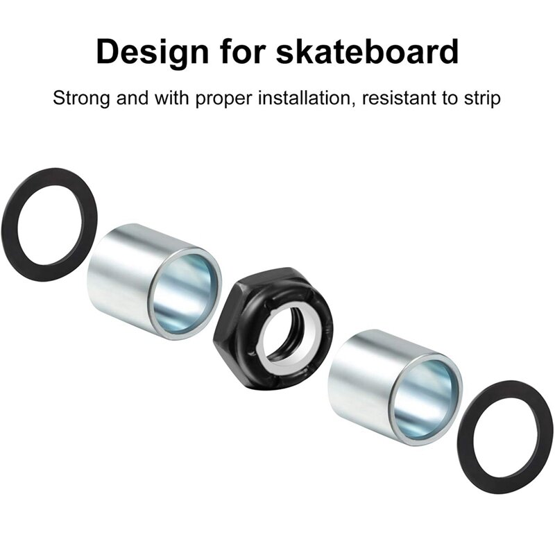 56Pcs Skateboard Truck Hardware Kit Skateboard Spacers Longboard Axle Nuts Skateboard Accessories