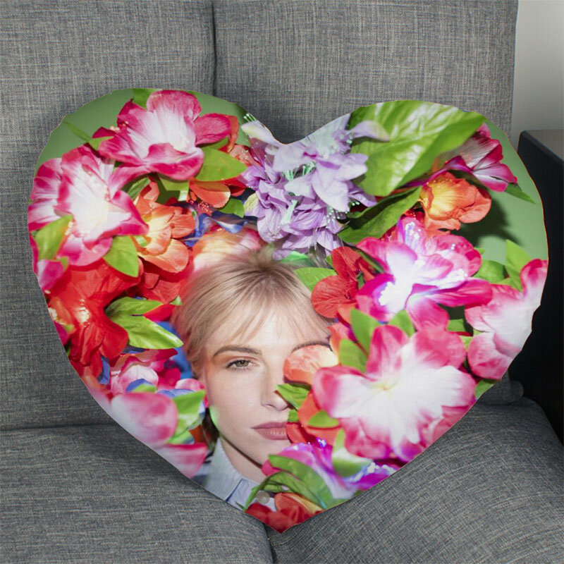 Hayley williams cantor travesseiro caso em forma de coração com zíper capa de almofada cetim macio sem desvanecer fronhas têxteis para casa decorativo