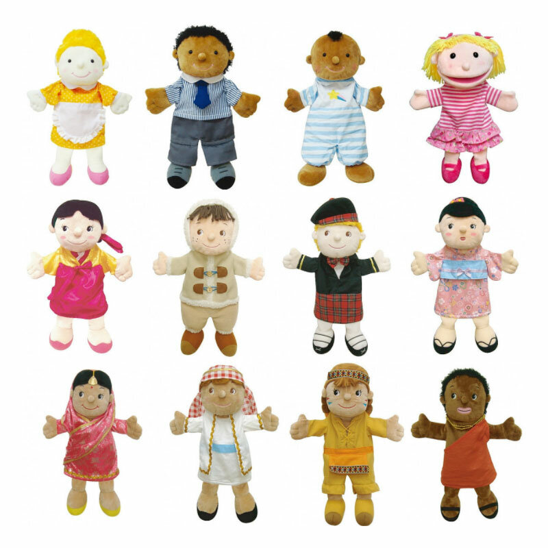 1pcs 30cm 새로운 가족은 견면 벨벳 손 꼭두각시 속삭이는 이야기 아기 교육 소품 견면 벨벳 장난감의 역할을 한다