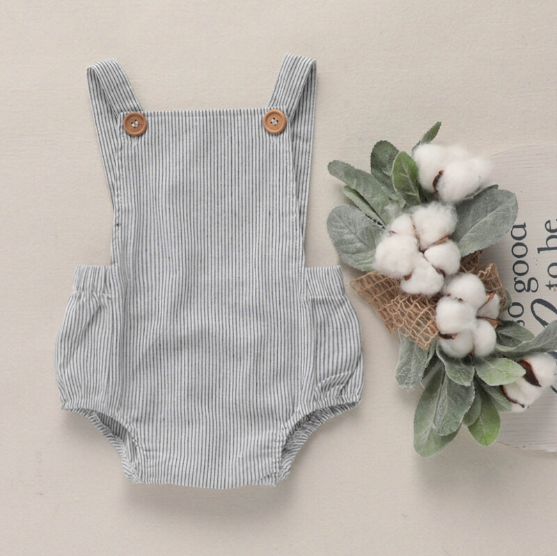 Baju Bayi Musim Panas Baju Monyet Balita Tanpa Tali Pakaian Bayi Katun dan Linen Pakaian Warna Solid Bayi Kualitas Tinggi untuk Bayi Baru Lahir