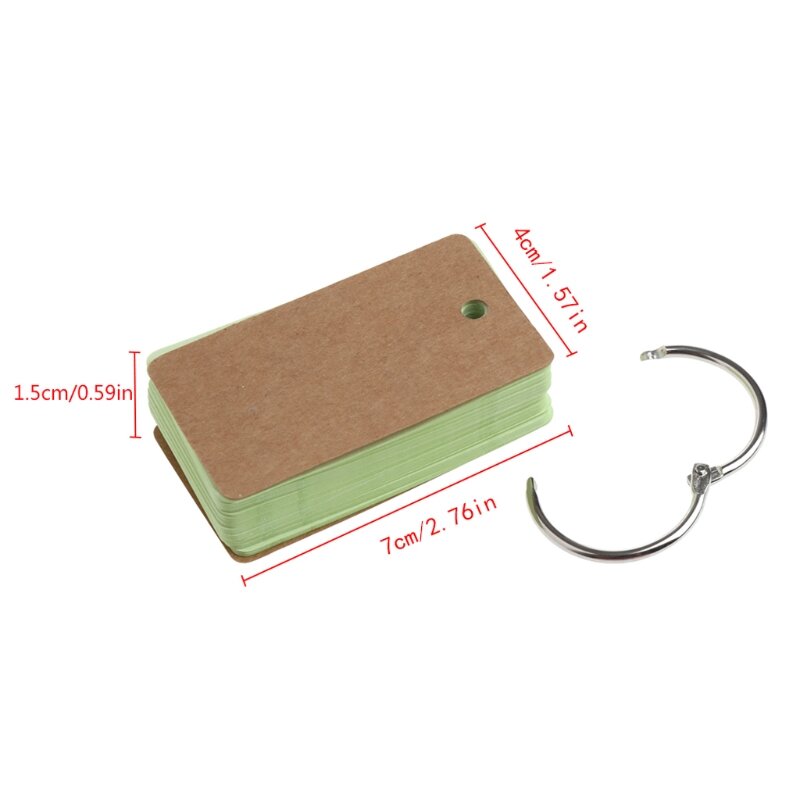 1PC(230 sheets)Kraft Paper Binder Ring Easy Flip Flash Cards Study Memo Pads DIY Stationery Bookmark School Office Supply