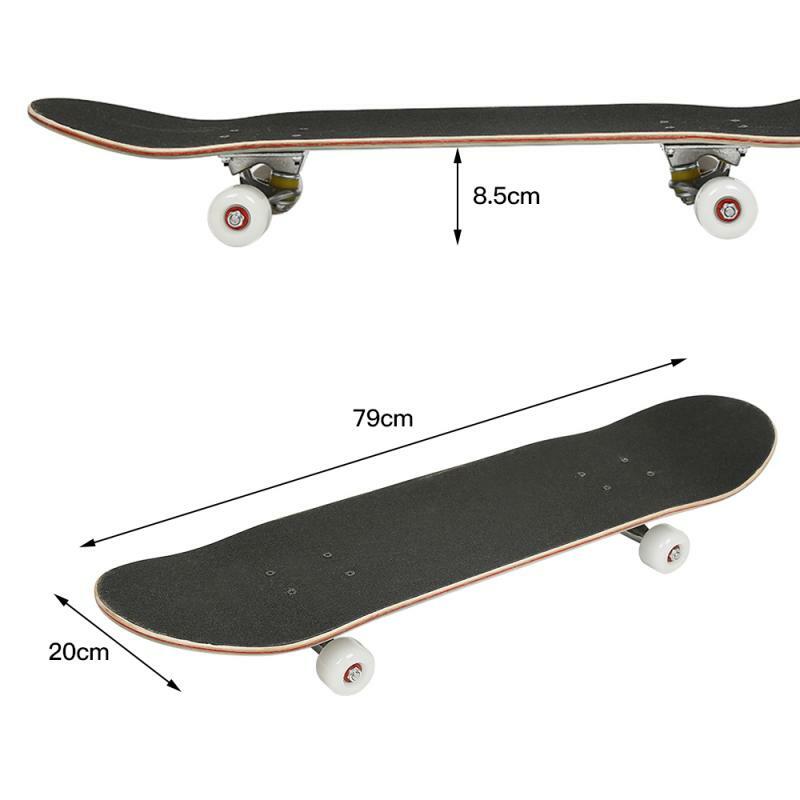Skateboard a quattro ruote 79*20*8.5cm pannello posteriore verniciato, skateboard silenzioso in acero a quattro ruote