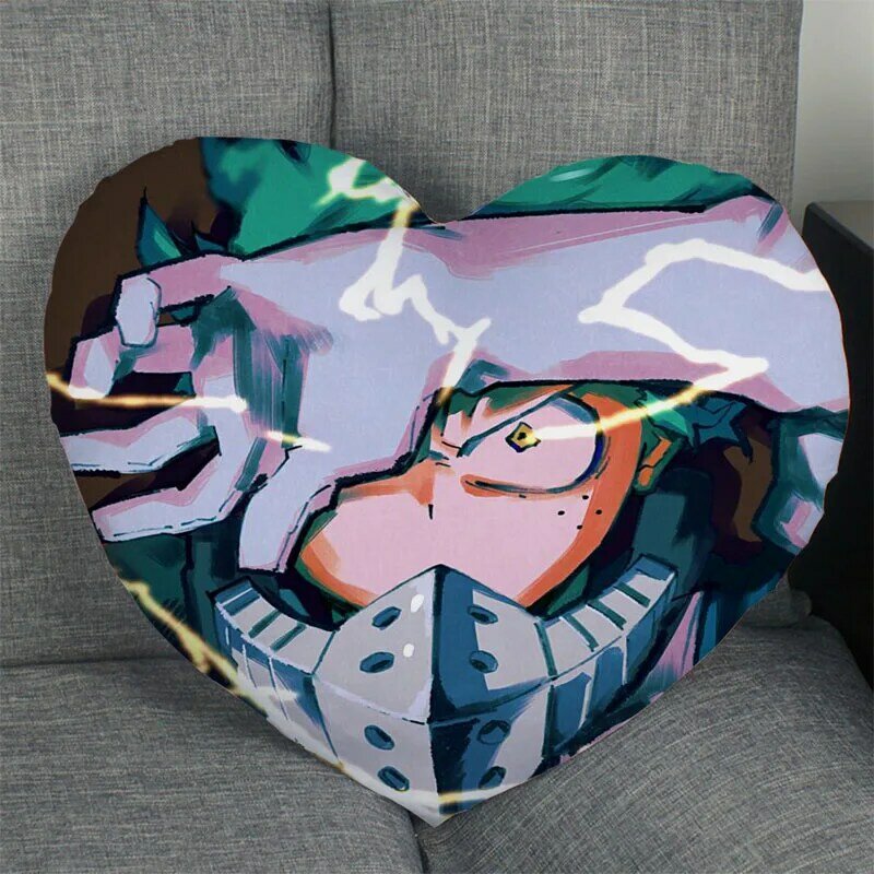 Vendita calda personalizzato Anime giapponese My Hero Academia a forma di cuore fodere per cuscini biancheria da letto cuscino confortevole/federe di alta qualità