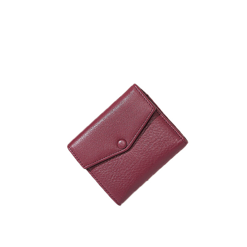 女性の財布本革第一層牛革超薄型折りたたみ小さなコイン財布ファッショナブルな雰囲気シンプルなカードホルダー