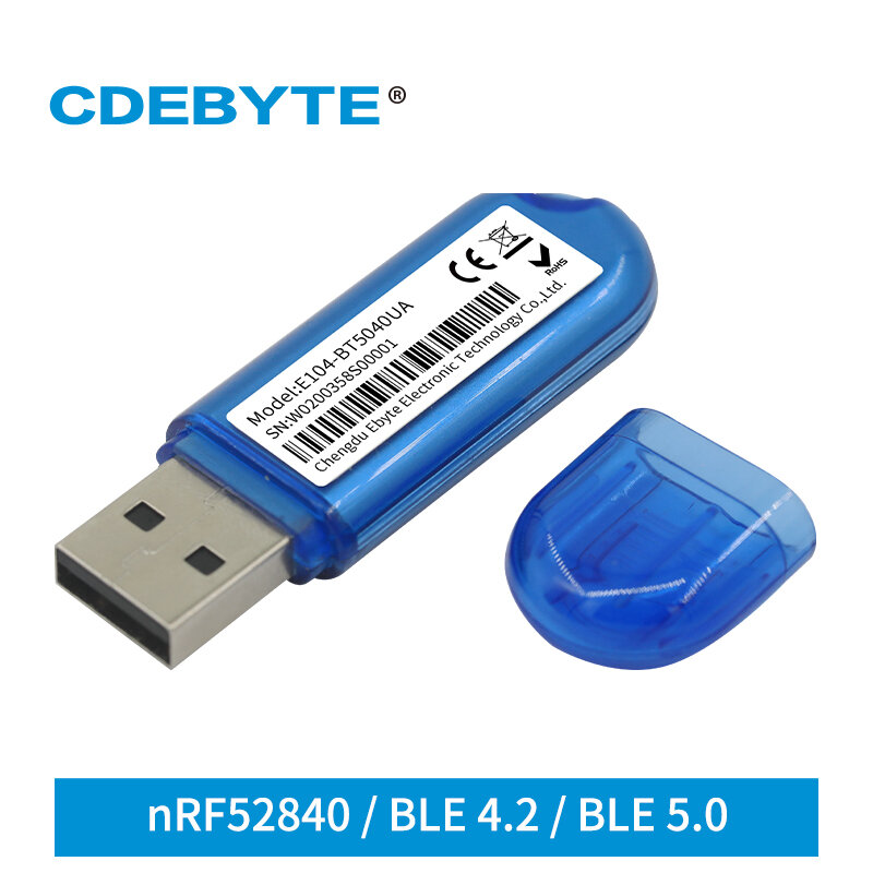 NRF52840 블루투스 라디오 테스트 키트 BLE4.2 BLE5.0 CDEBYTE E104-BT5040UA 무선 USB 주파수 모듈 250m PCB 온보드 안테나 IoT