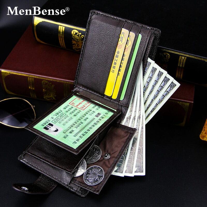 wallet for men made of natural leather portfel meski short Men's Wallets male money clip small carteira masculina couro erkek
