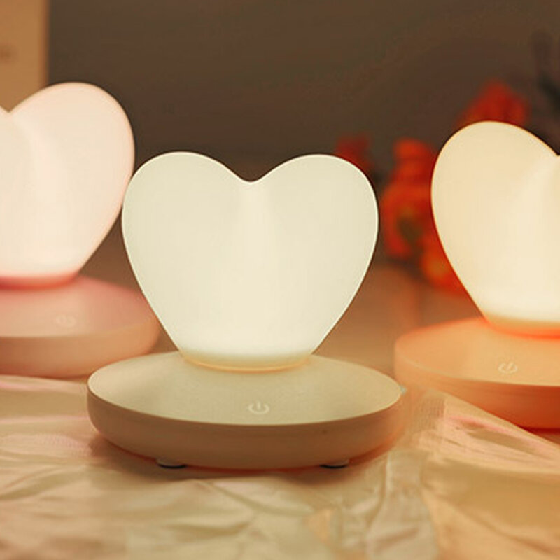 Love Heart LED lampka nocna z USB akumulator romantyczny dotykowy lampa stołowa dekoracja stołu na święta bożego narodzenia dekoracja do domu i do sypialni