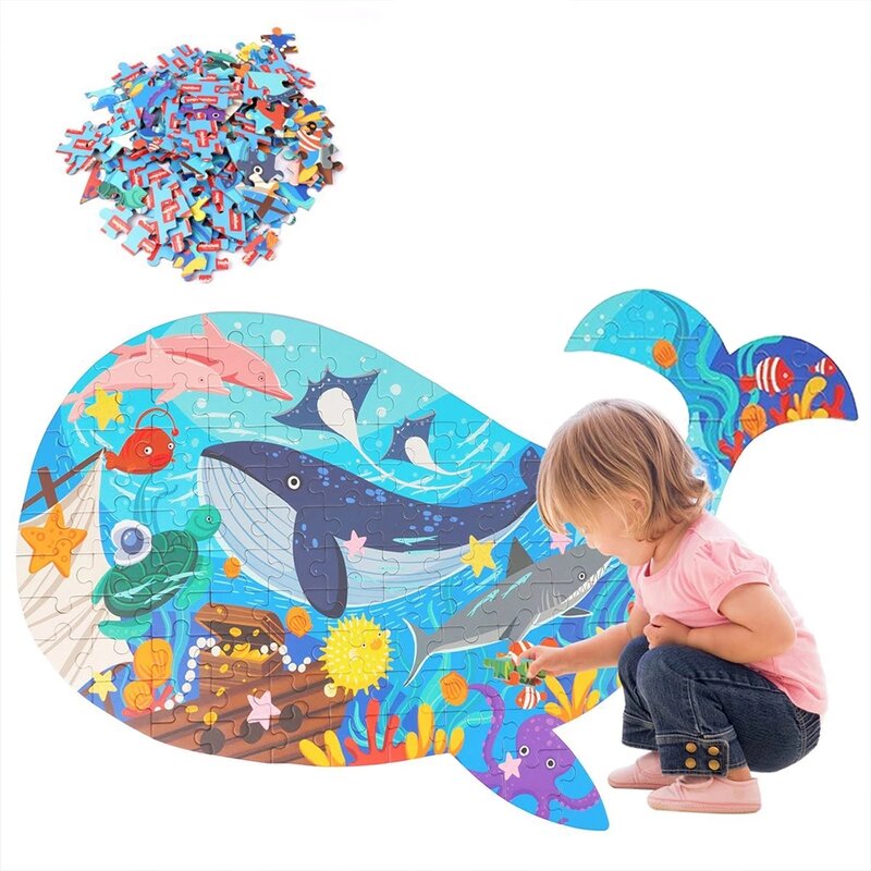 Puzzle per bambini forma speciale animale dinosauro balena Puzzle di carta assemblati giochi educativi precoci giocattoli regali per bambini