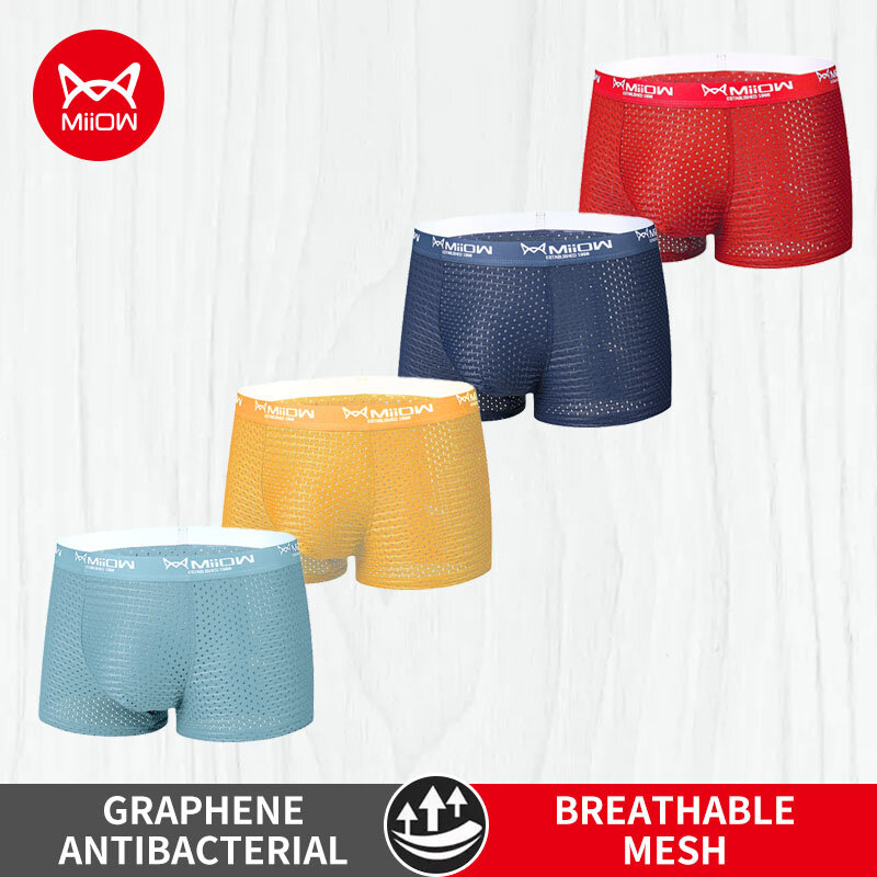 4Pcs New Brand Sexy Men Underpants Boxers Shorts Mesh Man Underwear Boxer Homme Men's Panties Cueca Plus Size L-4XL