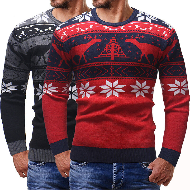 Sweter FASHION Pria Baru 2021 Pakaian Merek Pullover Pria Baju Olahraga Lengan Panjang Tambal Sulam Sweter Leher Bulat Diskon Besar