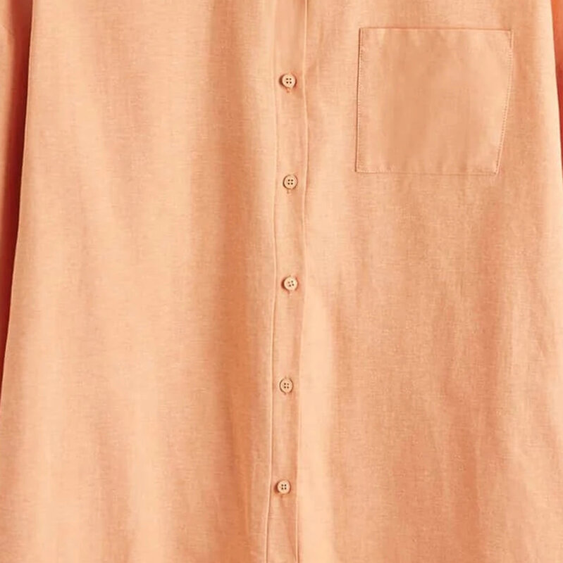 WXL Plus ขนาดเสื้อผู้หญิง2021แขนยาวสีส้มขนาดใหญ่ Solid เสื้อฤดูใบไม้ร่วงหญิง Casual กระเป๋าเสื้อแจ็คเก็ต ...
