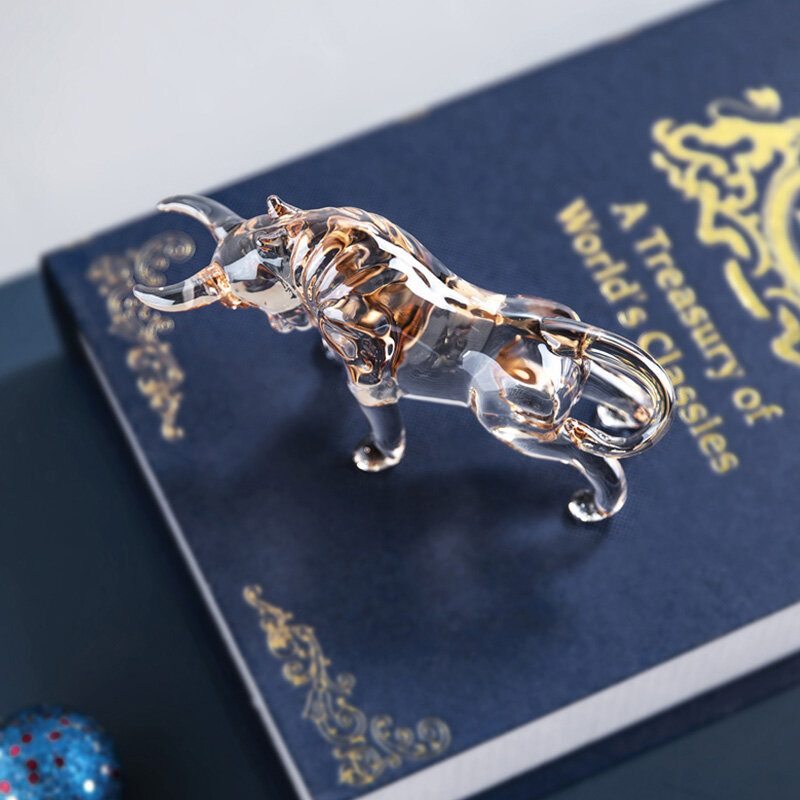 Champagne crystal bull doll art glass animal doll statue souvenir sculpture home office decoration gift for dad/boyfriend