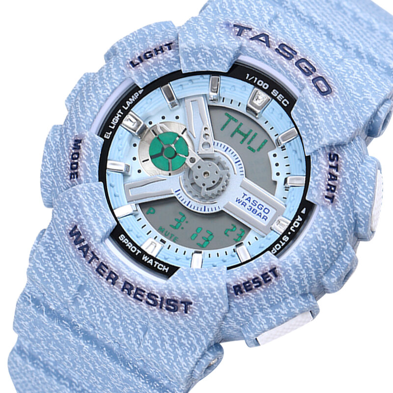 Tasgo relógio casual esportivo masculino e feminino, relógio de quartzo esportivo à prova d'água 2020