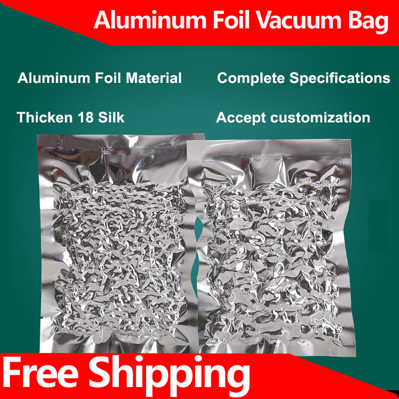 Folha de alumínio saco de vácuo 18 (s) aluminizado aferidor do vácuo saco de prata saco de vácuo de alimentos vácuo plástico selado saco de alimentos por atacado