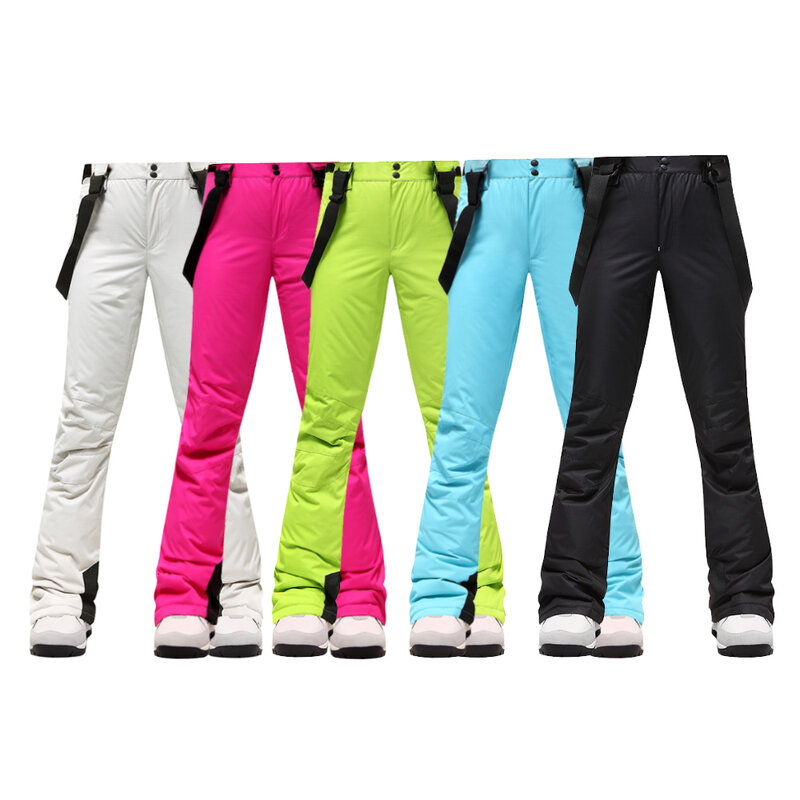Damskie spodnie narciarskie na szelkach zimowe wodoodporne wiatroodporne spodnie snowboardowe regulowane izolowane spodnie śnieżne dla dorosłych narciarstwo