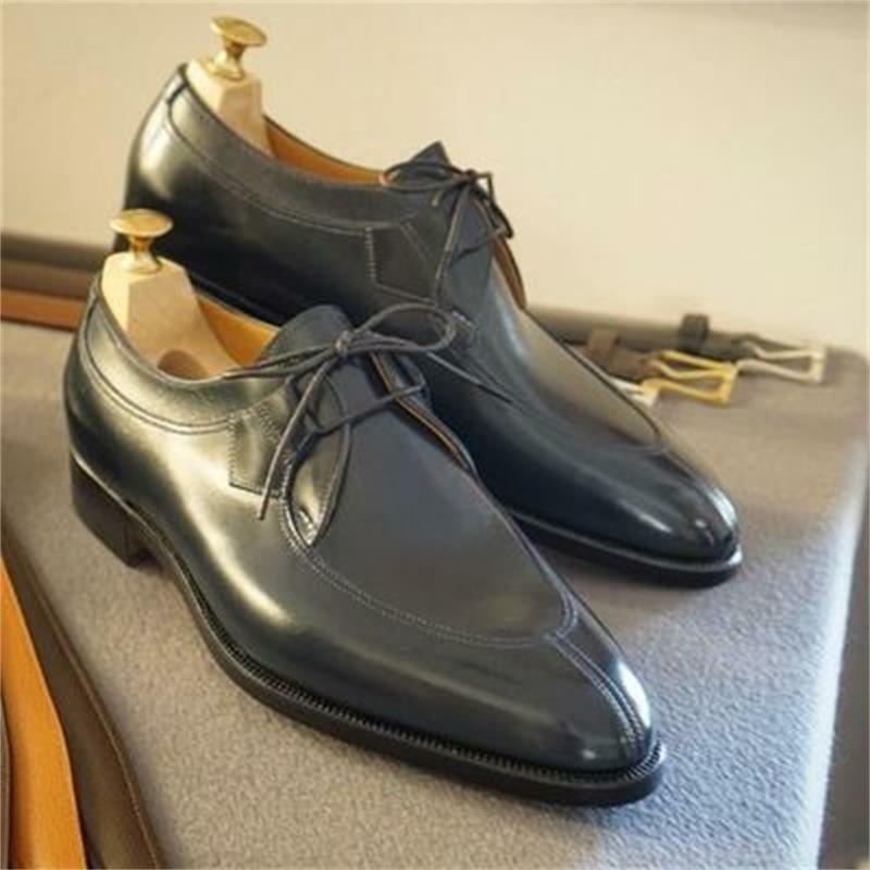 Sepatu Pria Baru 2021 Buatan Tangan Hitam PU Elegan Ujung Lancip Hak Rendah Retro Renda Nyaman Fashion Trendi Sepatu Oxford 3KC687