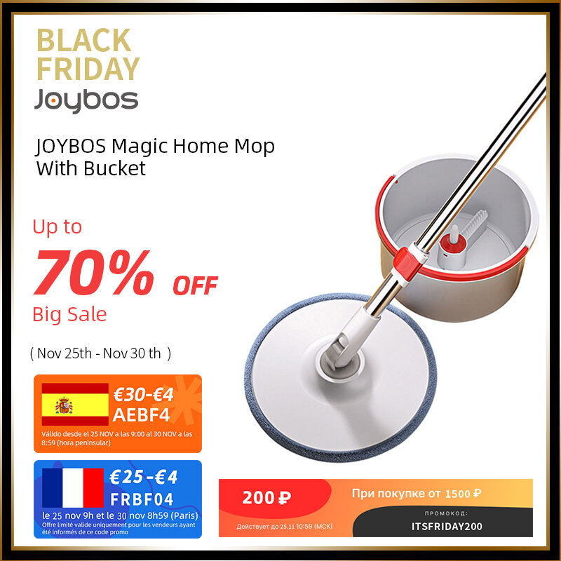 JOYBOS Magic Automatic Home Mop With Bucket Microfiber Mop Adjustable Handle Household Cleaning Tools Floor Lazy Fellow Mop