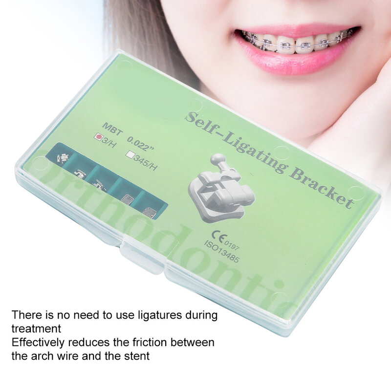 24 pçs pequeno mini suporte ortodôntico dental self‑ligando de metal dos cuidados orais suportes mbt3 gancho com caixa de armazenamento cinta ferramenta