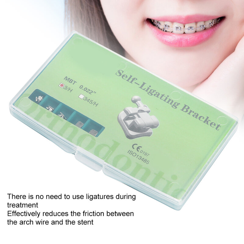 Oral Care Metall Kieferorthopädische Halterung Dental Self‑Ligating Klammern mit Lagerung Box