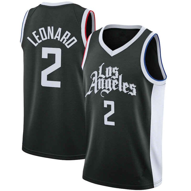 Camisetas de Baloncesto de Los ángulos para LA Clippers Paul 13 # George Kawhi 2 # Leonard Negro Azul Estrella y Swingman Jersey cosido
