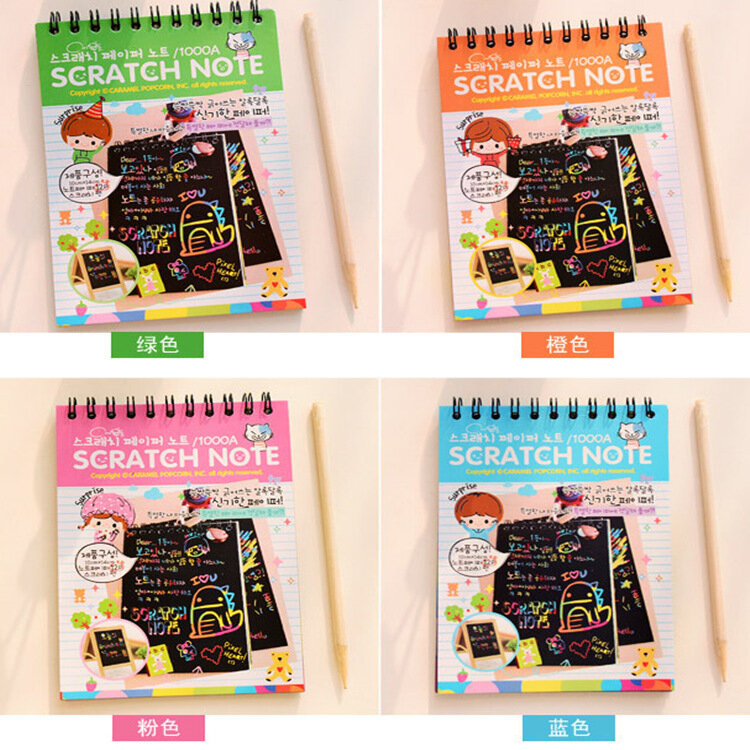 2021 nowy kreatywny DIY dzieci Scratch szkicownik do malowania niestandardowe kolorowe książka Graffiti Student zabawa Libro De Rascar dostaw sztuki