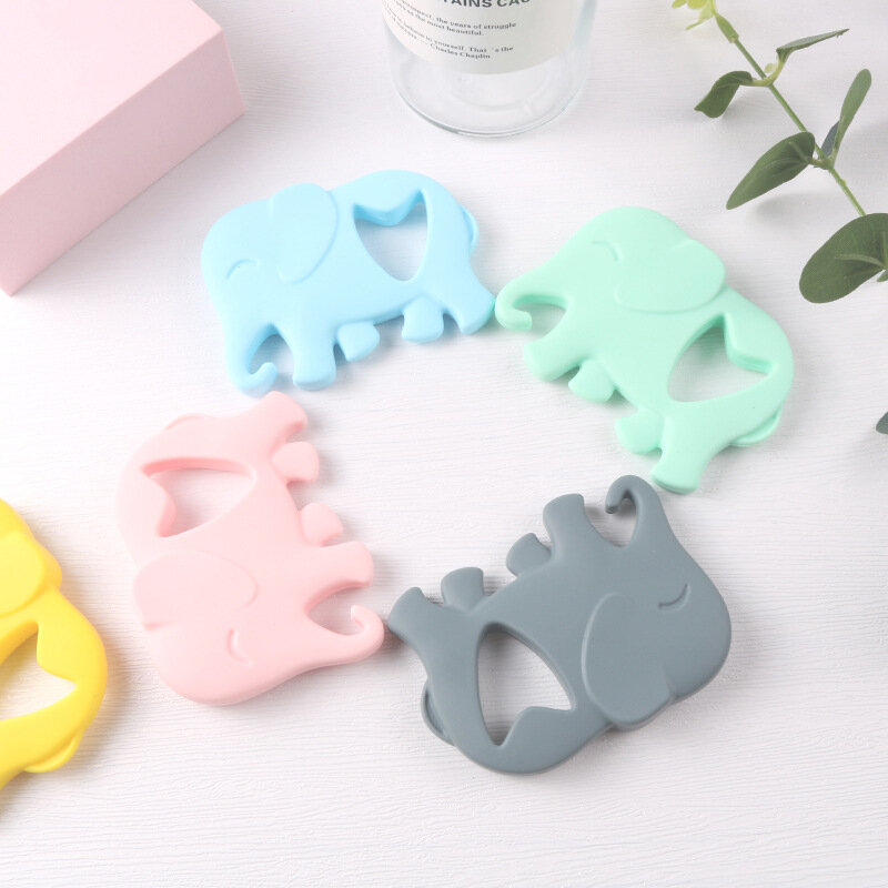 아기 Teether BPA 식품 등급 젖니 장난감 동물 모양 아기 코끼리 Teether 실리콘 비즈 DIY 체인 선물