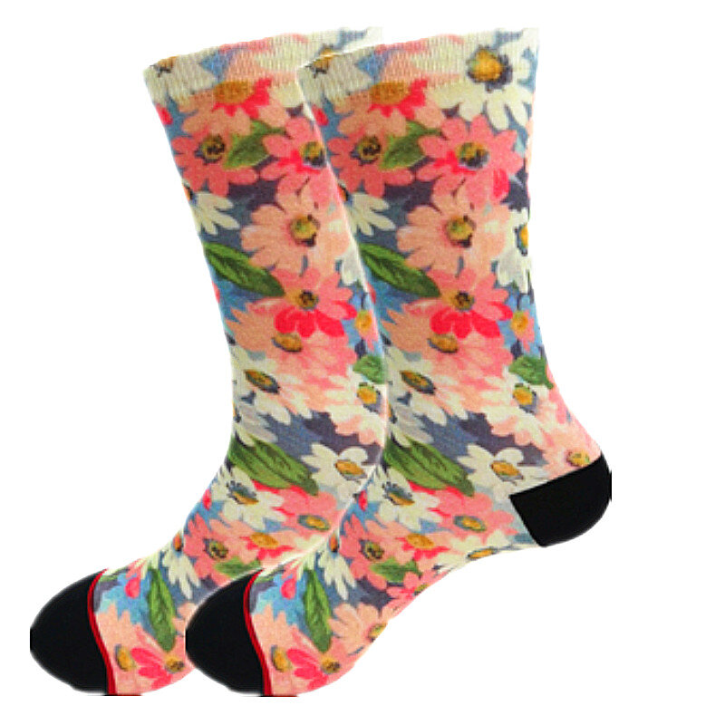 Bunte Frauen Drucken und Sterben Socken Frühling und Herbst Rohr Blumen und Obst Buchstaben Look Dood Hohe Qualität Socken