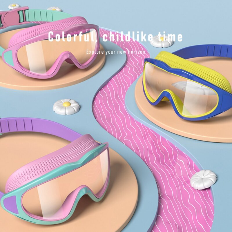 إطار كبير الاطفال نظارات الوقاية للسباحة مكافحة الضباب UV مقاوم للماء الأطفال نظارات سباحة بنين بنات السباحة نظارات