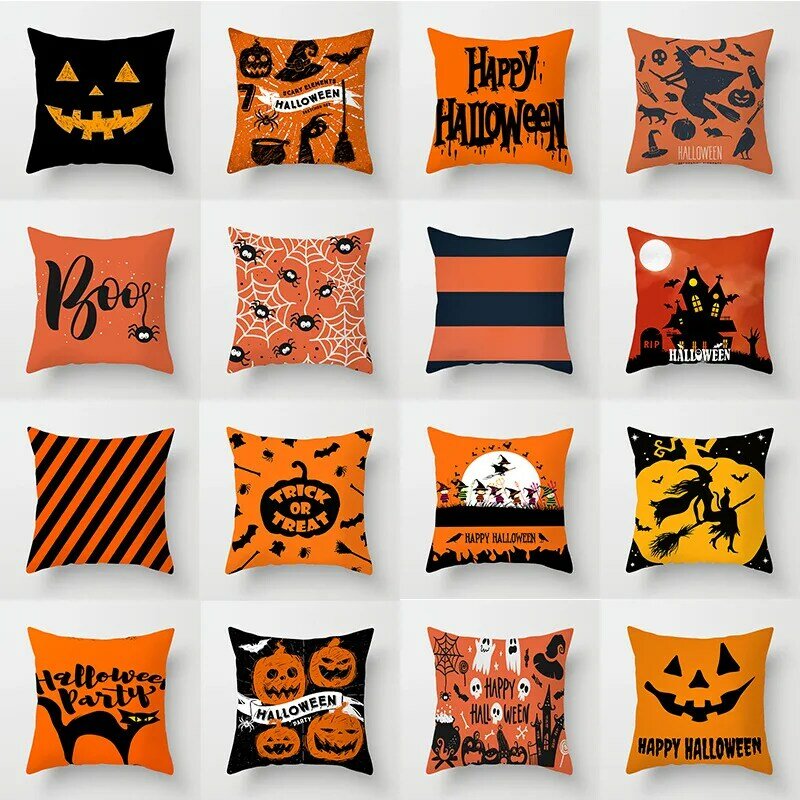 45cm Halloween Blue Purple Black Pillowcase Ghost Party Pumpkin Trick Or Treat Party Happy Halloween Party Decor For Home 2021