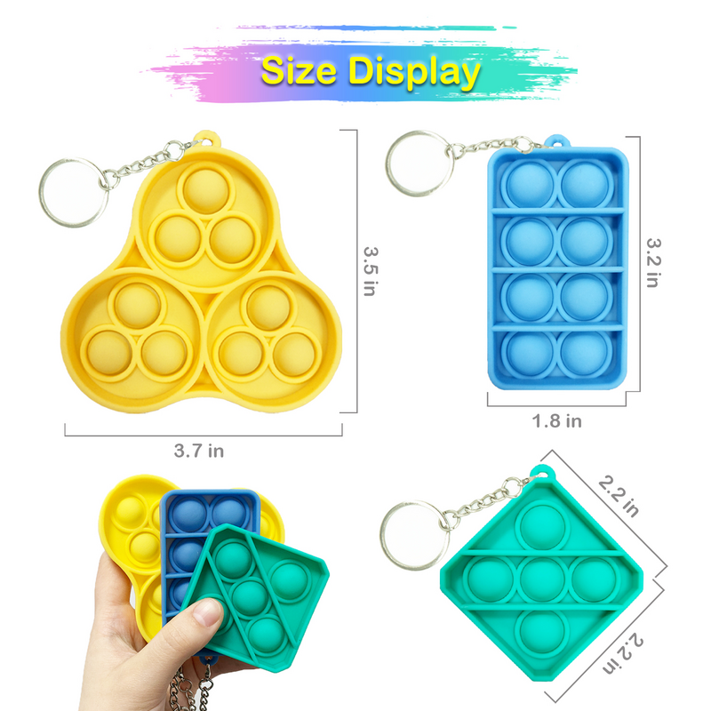 3 Pack Push Popp Zappeln Spielzeug Set Mini Einfache Dimple Sensorischen Blase Keychain Billig Wrap Pop Stressabbau Werkzeug für autismus
