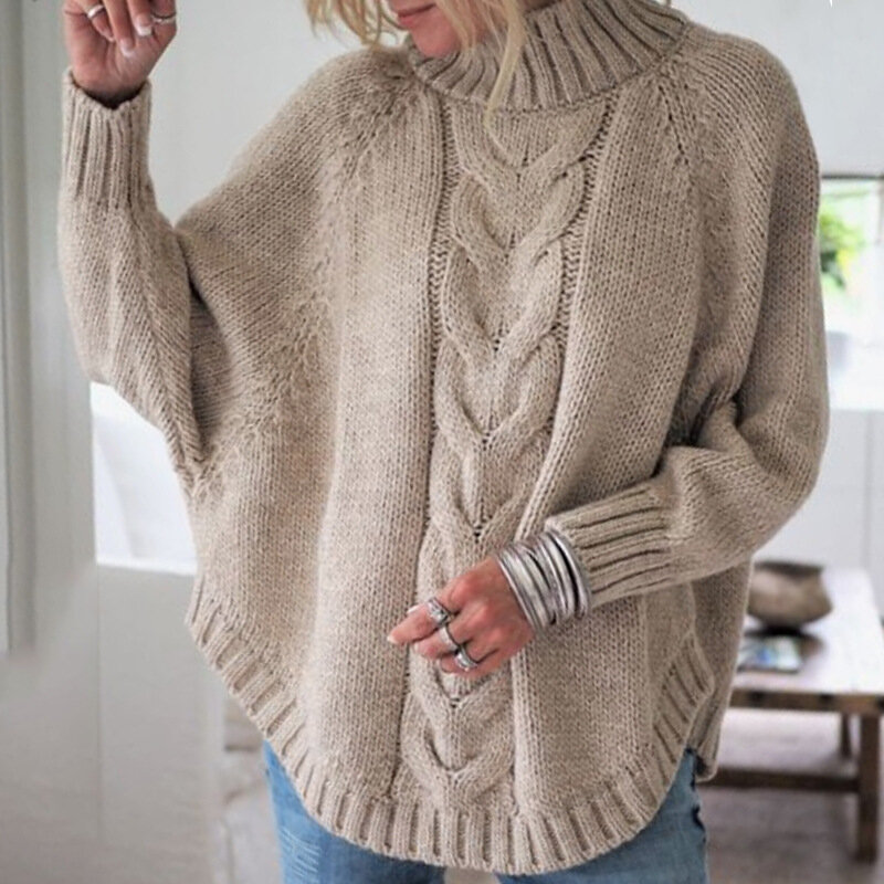 Sweater Wanita Tarik Femme Elegan Setengah Turtleneck Rajutan Warna Solid Twist Pullover Basic Jerseys Atasan Wanita