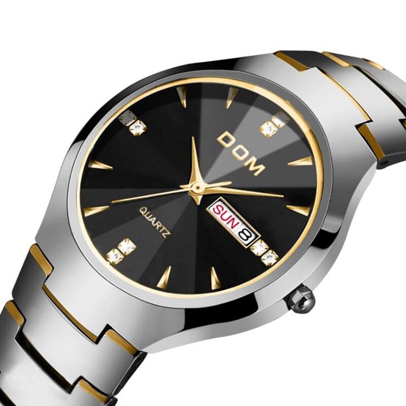 Uhr Männer DOM Marke Klassische Armbanduhr Woche Datum Kalender Wasserdichte Business Herren Quarz Uhren Geschenk für Mann W-698-1M2
