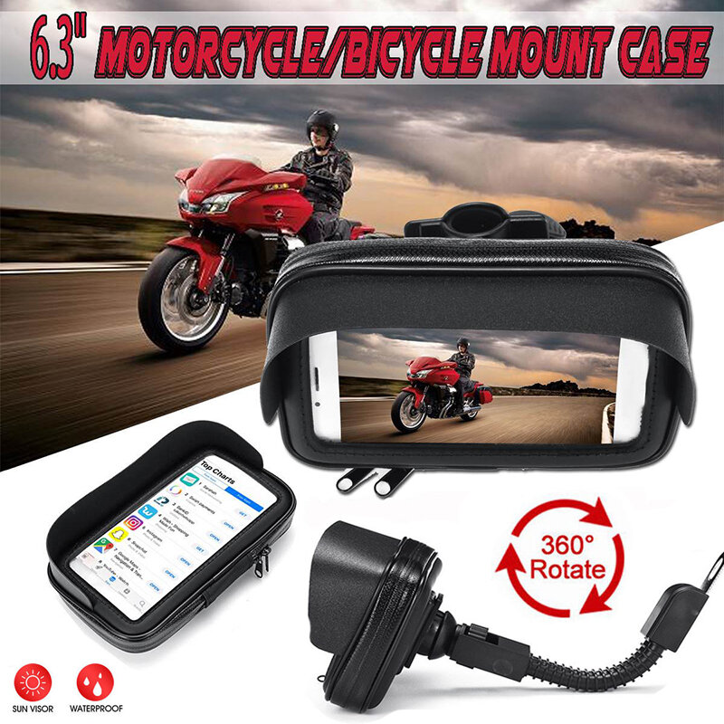 6.3 inch Sun Visor Bike Motorcycle Phone Holder Bag Waterproof Bicycle Handlebar Stand Mount Pouch Motorbike Mobile Support Case