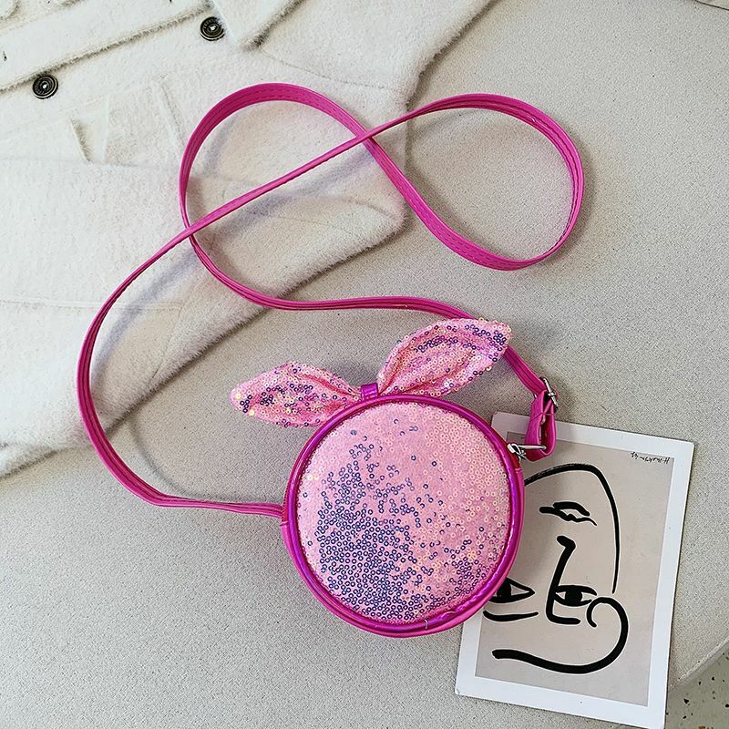 New Sequin Children Crossbody Bags Fashion Bow-knot Girls Mini Shoulder Bags Lovely Baby Kids Round Small Coin Purse Money Bags