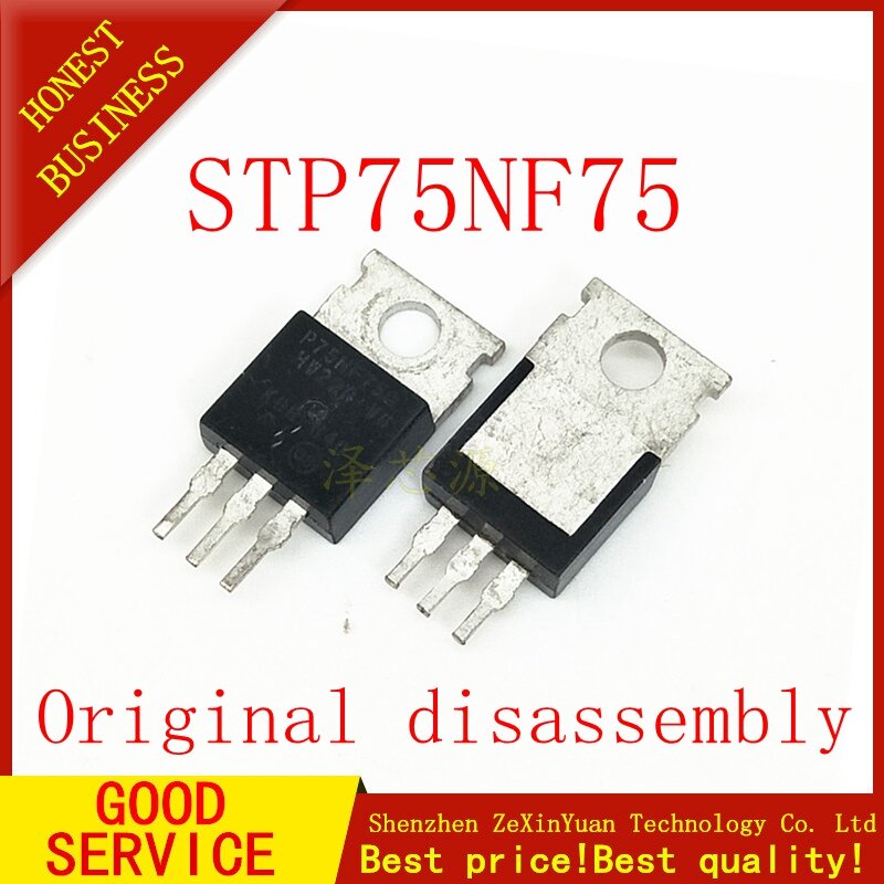 10PCS original used  STP75NF75 STP75N75 P75NF75 75NF75 75N75 - MOSFET N-CH 75V 80A 300W TO-220-3(TO-220AB)