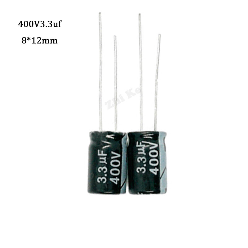 30 шт./лот 400 в 3,3 мкФ 8*12 радиальный алюминиевый электролитический конденсатор 3300нф 20%