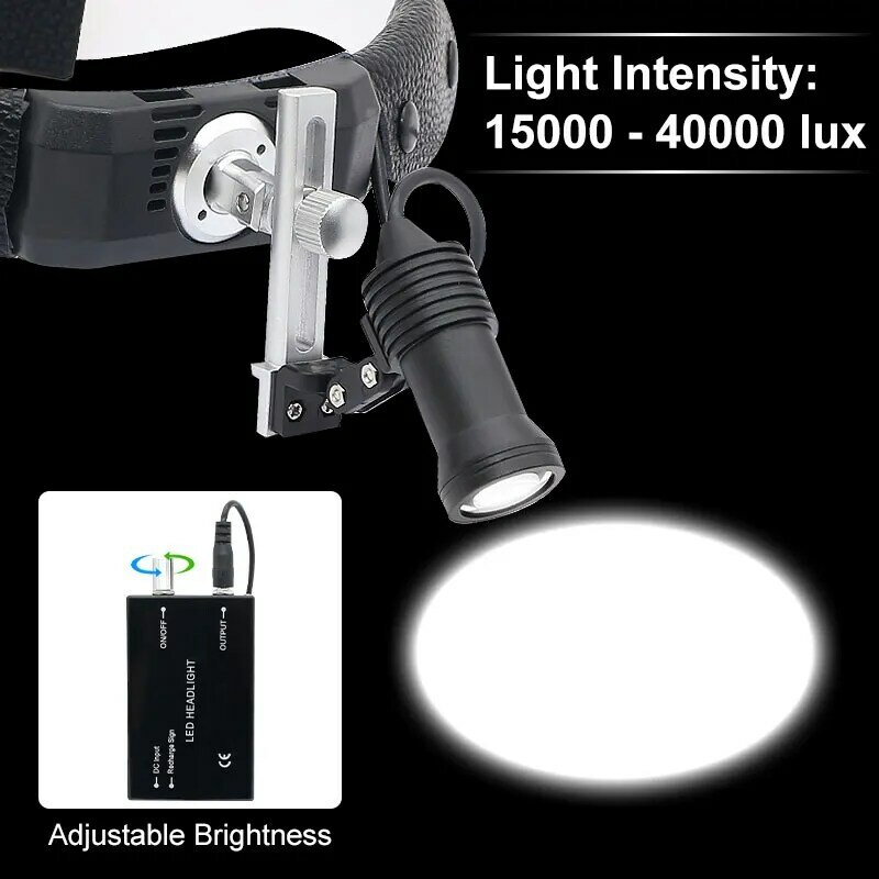 Lampe frontale dentaire LED Super brillante, 5W, luminosité réglable, avec batterie au Lithium Rechargeable