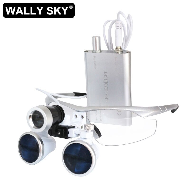 420mm Dental Magnifier 3.5X Dental Loupes with LED Headlight Head Lamp with Rechargeable Lithium Battery