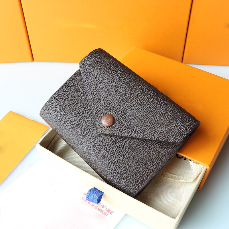 Cartera Retro plegable de alta calidad para mujer, Bolsa de tarjeta de crédito de diseño Maestro de marca, con caja de regalo y bolsa de polvo con Inilial