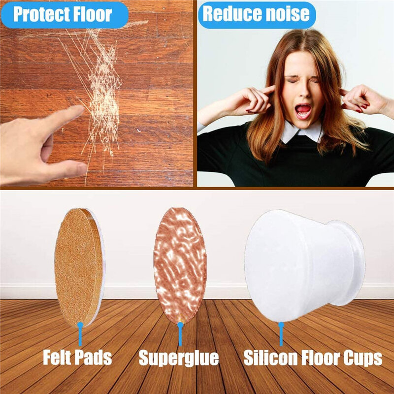 Housse de Protection en silicone pour pieds de meubles, couvre-pieds de Table, de chaise, avec feutre, 4 pièces