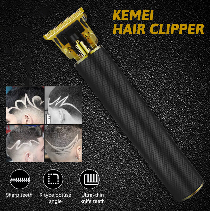Kemei-cortadora de pelo profesional para hombre, máquina para cortar el pelo, Barba, 0mm, USB