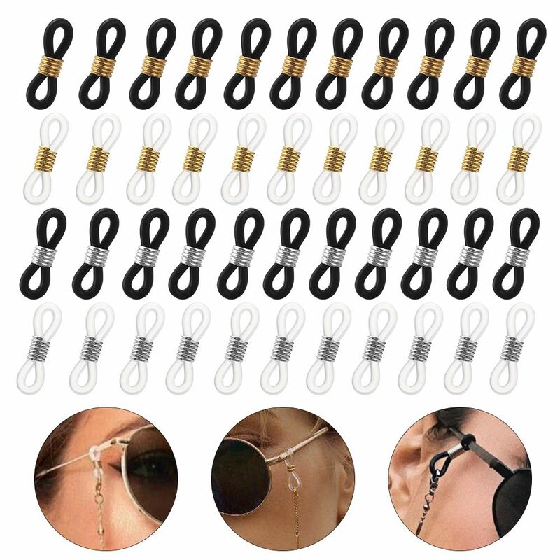 50 PCs Adjustable Anti-Slip Eyeglass Chain Ends Retainer Rubber Glasses Ring Strap Spectacle End Connectors Eyewear Accessories