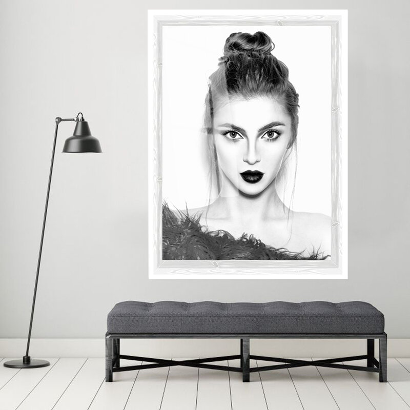 Nordic fashion figure pittura a olio modello faccia arte in bianco e nero tela pittura a olio corridoio ufficio decorazione della casa murale