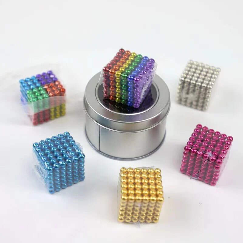 Bolas magnéticas de Metal de 5mm para niños, juguetes de construcción de cubo, coloridos, manualidades