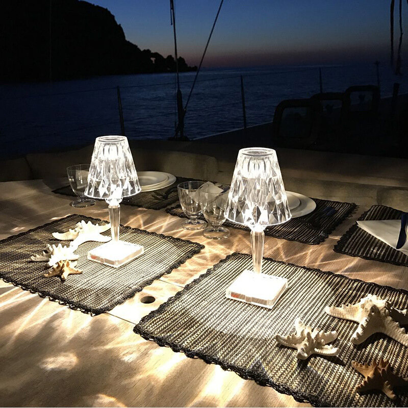 Lâmpada de mesa com sensor de toque, iluminação romântica e noturna italiana, rgb, com bateria, usb, para bar, restaurante