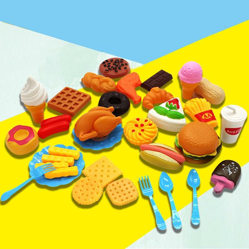RCtown di Plastica Fast Food Play set Mini Amburgo Patatine Fritte Hot Dog Gelato Cola Cibo Giocattolo per I Bambini Pretend regalo per I Bambini