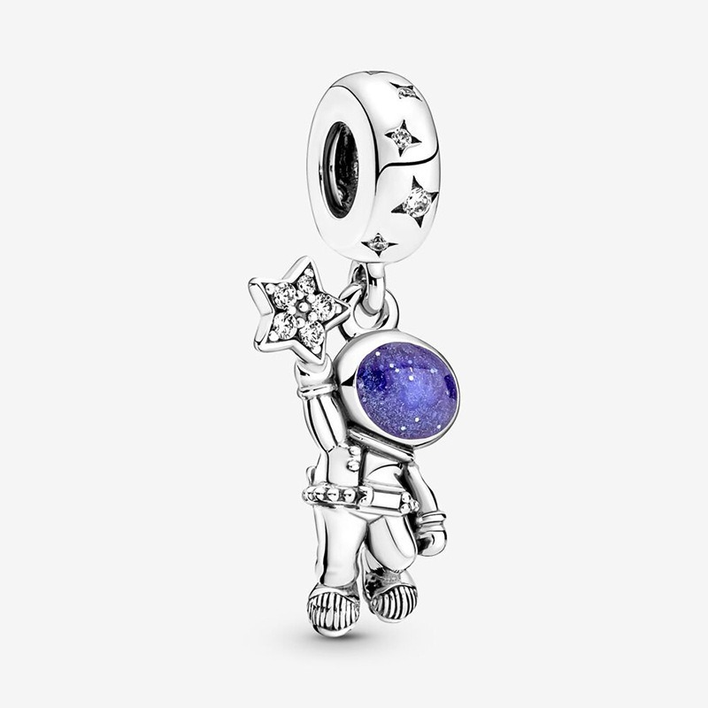 Pendentif étoile en argent Sterling 2021, perles de l'étoile bleue de l'astronaute de la galaxie, DIY, spécialement conçu pour les Bracelets Pandora, nouvelle collection 925