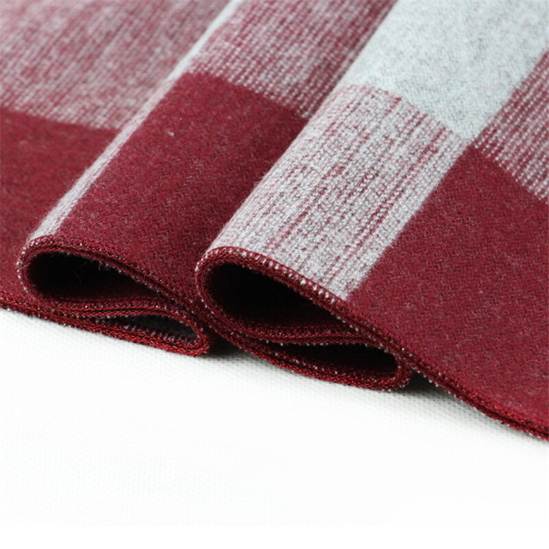 Bufanda de cuadros rojos para hombre, bufanda cálida de invierno, de seda de imitación, bufanda europea y americana, bufanda de moda